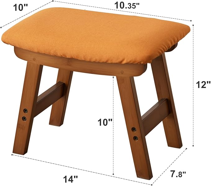 Foot Stool, Bamboo Small Sofa Foot Rest Under Desk, Extra Seating - Image 2