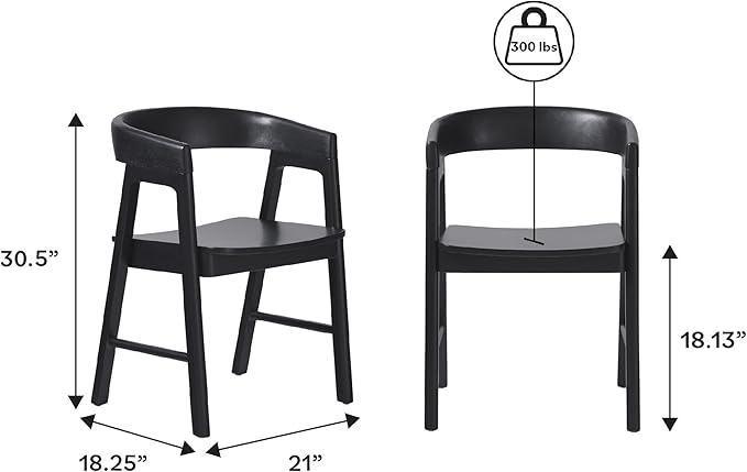Walker Edison Ezra Modern Solid Wood Rounded Back Dining Chair - Image 3
