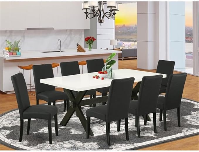 East West Furniture X627DR124-9 9 Piece Modern Dining Table Set Includes a - Image 2