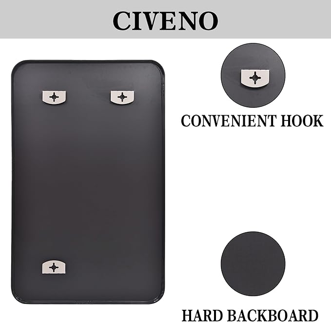 Bathroom Mirror, 55x36 inch Black Rectangle Wall Mirror, Metal Frame Rounded - Image 9