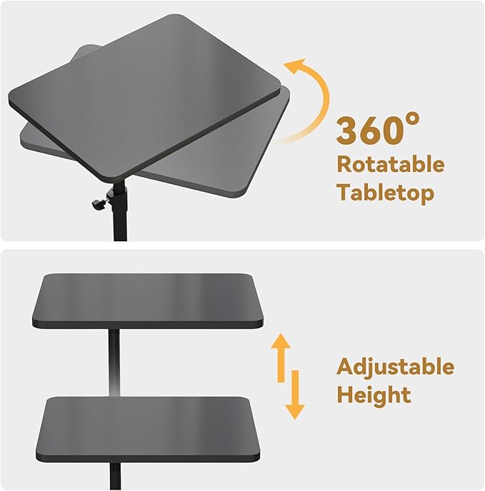 NiHome Minimalist Height Adjustable End Table, 360° Rotatable Sofa Armrest Side - Image 4