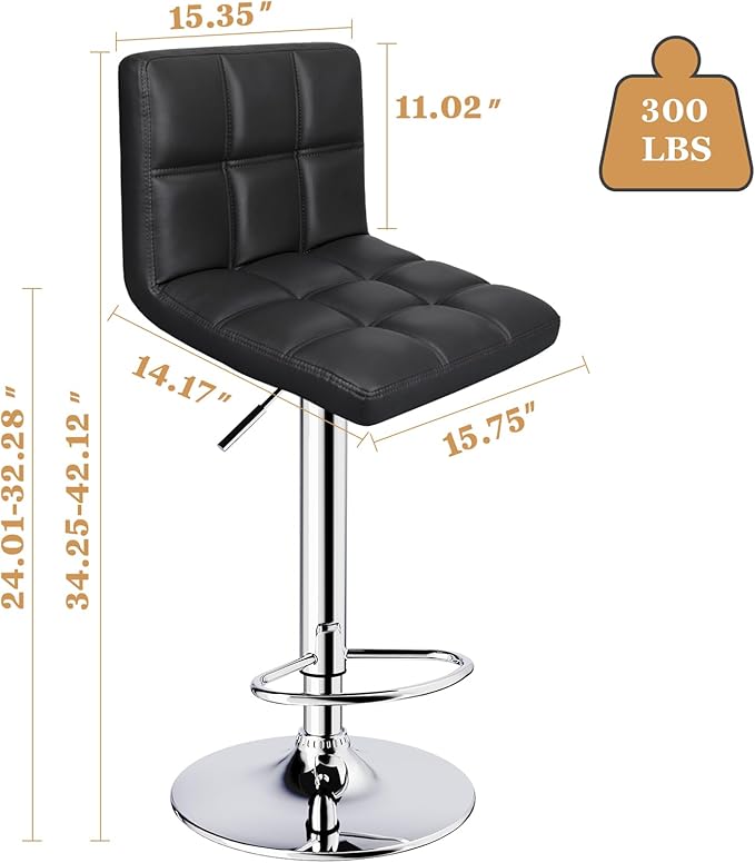 6-Squares Back with Double Needle Adjustable Bar Stools - Image 3
