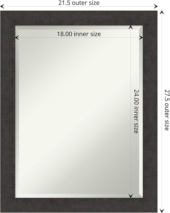Amanti Art Brown Wall Mirror 28x22 Rustic Plank Espresso Narrow Rectangle - Image 4