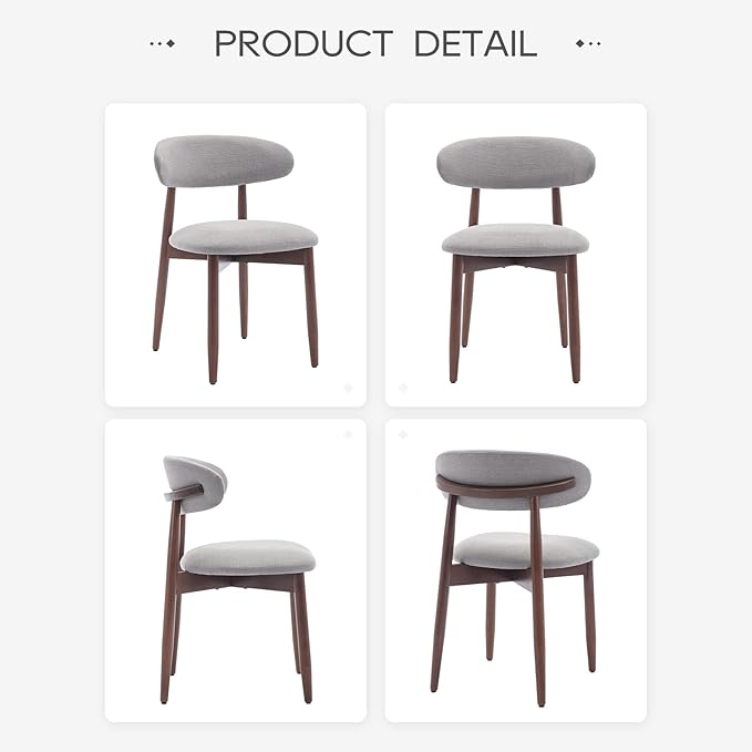 COLAMY Wooden Dining Chairs Set of 6, Modern Fabric Upholstered Dining Room - Image 9