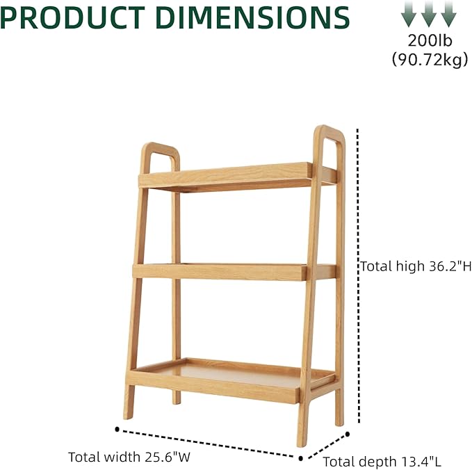 100% Solid Oak 3 Tier Ladder Shelf - Image 2