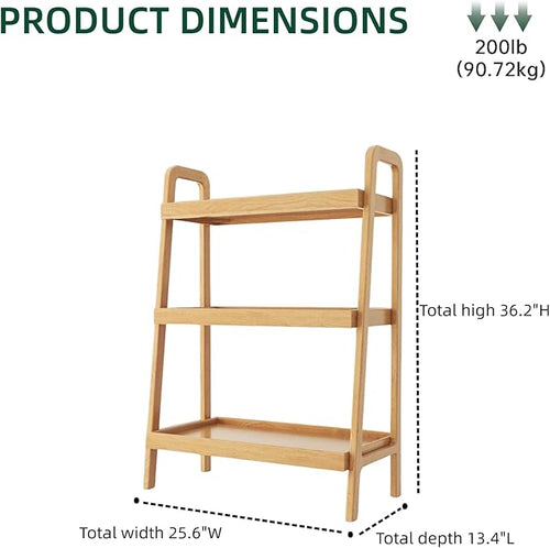 100% Solid Oak 3 Tier Ladder Shelf - Image 2