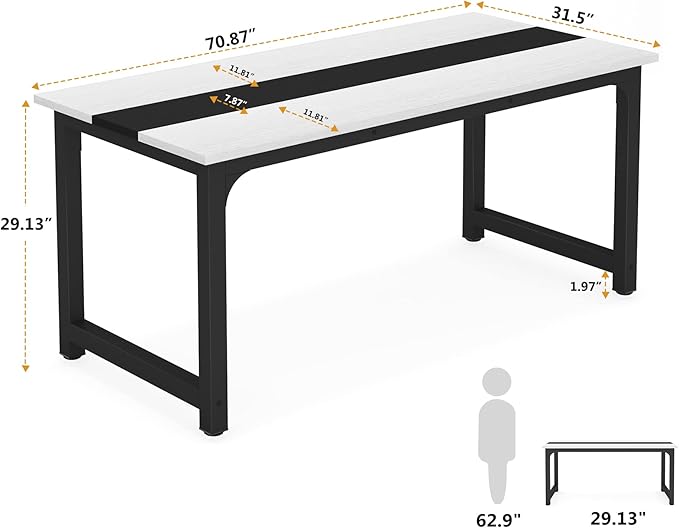 Tribesigns 70.8”Executive Desk, Large Office Computer Desk - Image 2