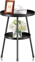 Small Side Table Round 2 Tier End Table Metal Round Coffee Tables Nightstand by SYQ