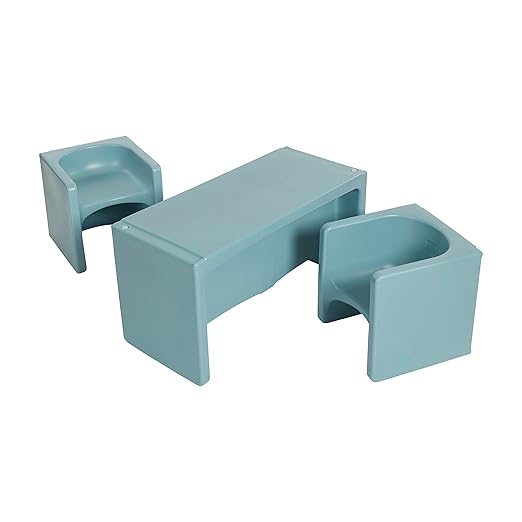 ECR4Kids Tri-Me Table and Cube Chair Set, Powder Blue by ECR4Kids