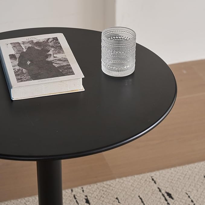 24 inch Black Round Table Small Dining Table, Metal Modern Kitchen Table - Image 5