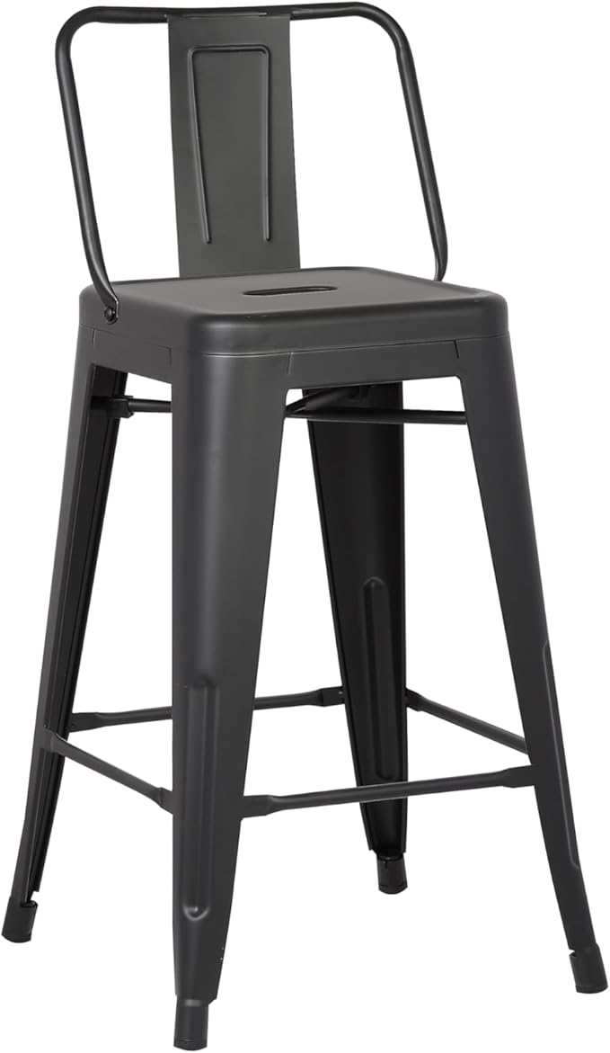 AC Pacific Modern 24” Metal Barstool Set of 2 – Country Rustic Style - Image 4