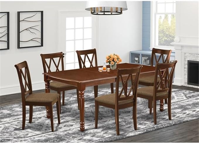 East West Furniture DOCL7-MAH-C 7 Piece Kitchen Table & Chairs Set Consist of a - Image 2