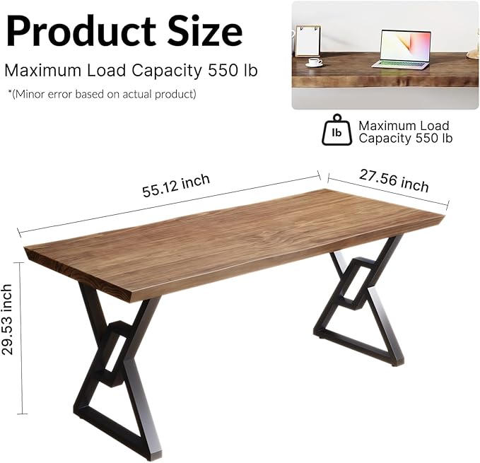 Solid Wood 55-inch Computer Desk - Image 2
