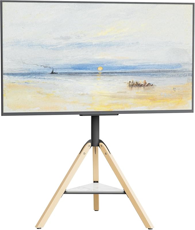 unho Corner TV Stand Floor for 40-75 inch TVs Solid Wood Leg Bearing up to 110lb by unho