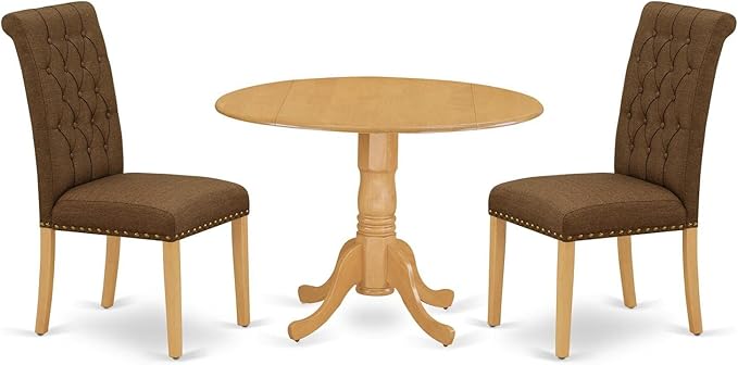 East West Furniture DLBR3-OAK-18 3 Piece Kitchen Table & Chairs Set Contains a by EastWestFurniture