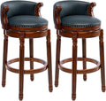 Cow top Leather Wooden Bar Stools, 180 Degrees Swivel Barstools Chair by AULIFE