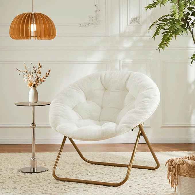 Comfortable Cozy Faux Fur Disc Chair Foldable Feature - Image 2