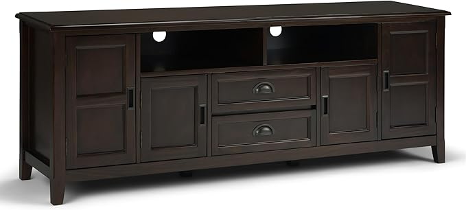 SIMPLIHOME Burlington SOLID WOOD 72 inch Wide Transitional TV Media Stand in by SimpliHome