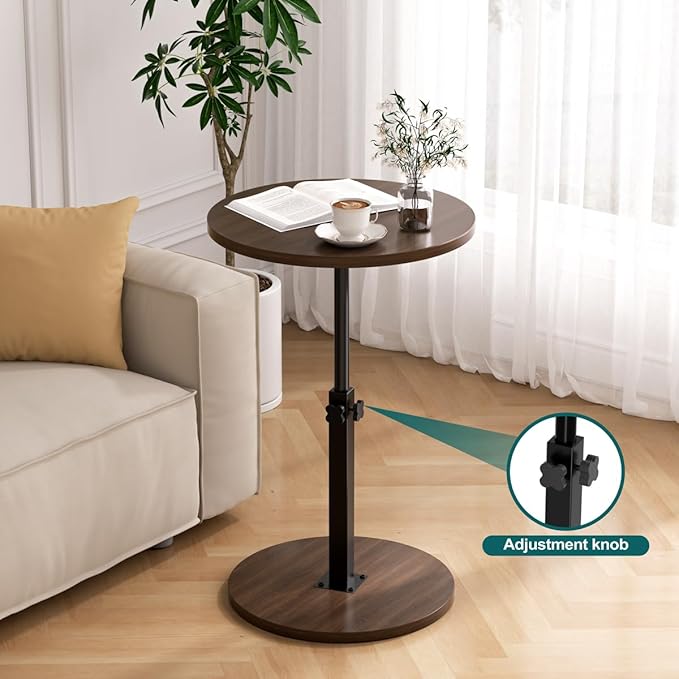 Adjustable Side Table, Round End Table, Small Bedside Table, Mid Century Modern - Image 6