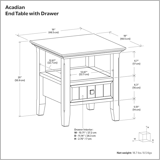SIMPLIHOME Acadian 19-inch Wide Solid Wood End Table - Image 2