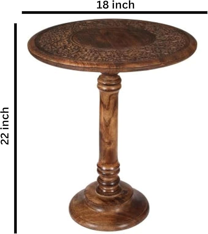 Lightnpro Hand-Carved Wooden Pillar Table - Image 2