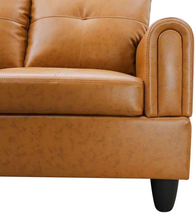 Ginger L-Shaped 3-Piece Faux Leather Sofa - Image 4