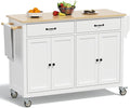 Rovibek Kitchen Island on Wheels Large in Rolling Island Wood Mobile Portable by Rovibek