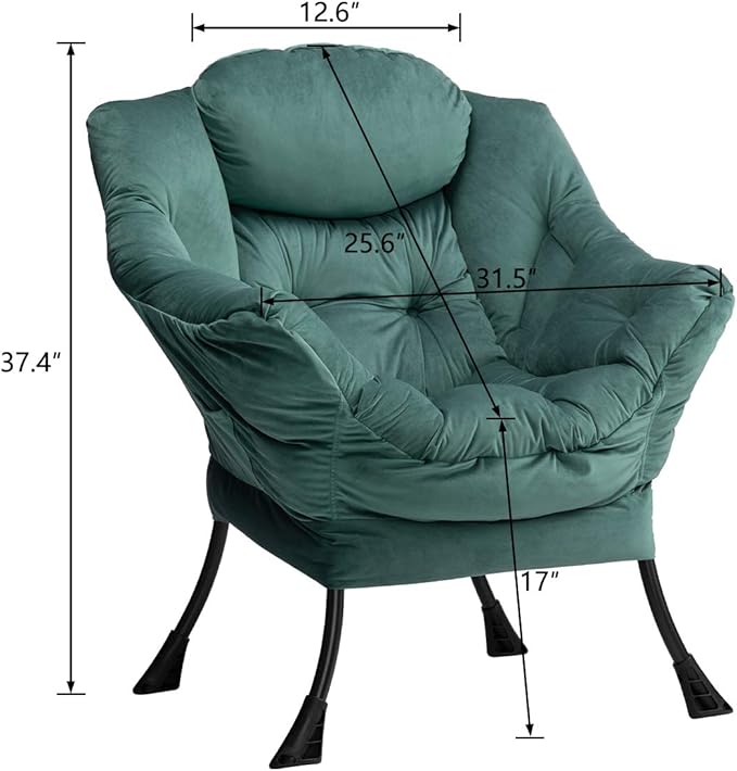 HollyHOME Modern Fabric Large Lazy Chair, Accent Oversized Comfy Reading Chair - Image 3
