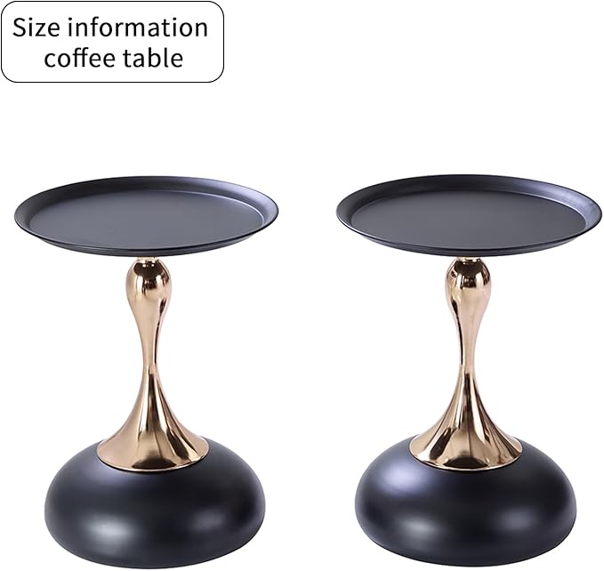 Modern Round Side Table with Gold Pedestal Base, Accent End Table - Image 4