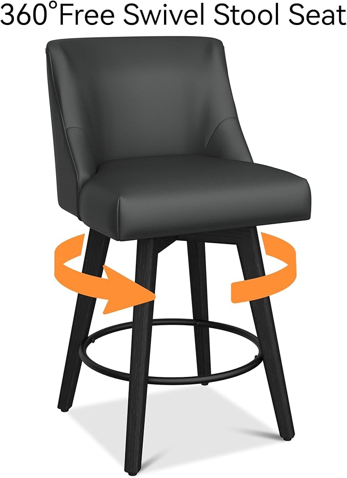 Counter Height Bar Stools Set of 6, Modern Swivel Barstools - Image 6
