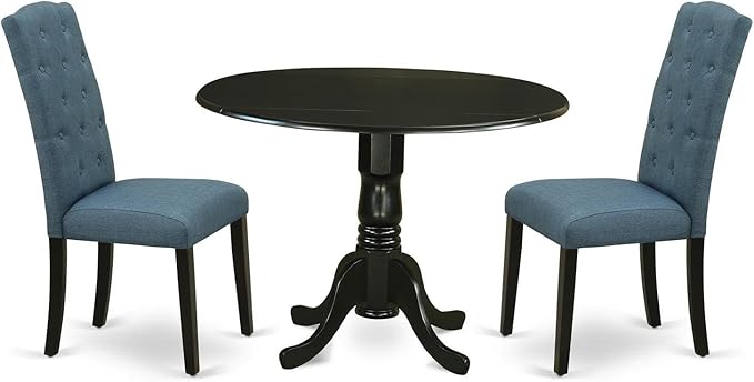 East West Furniture DLCE3-BLK-21 3 Piece Dining Table Set Contains a Round by EastWestFurniture