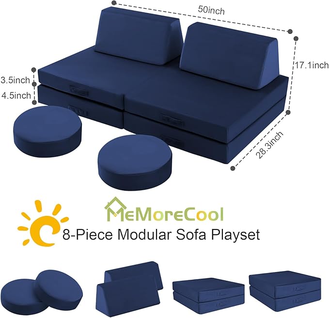 MeMoreCool Modular Kids Couch for Playroom, Building Fort Explorer Sofa - Image 6