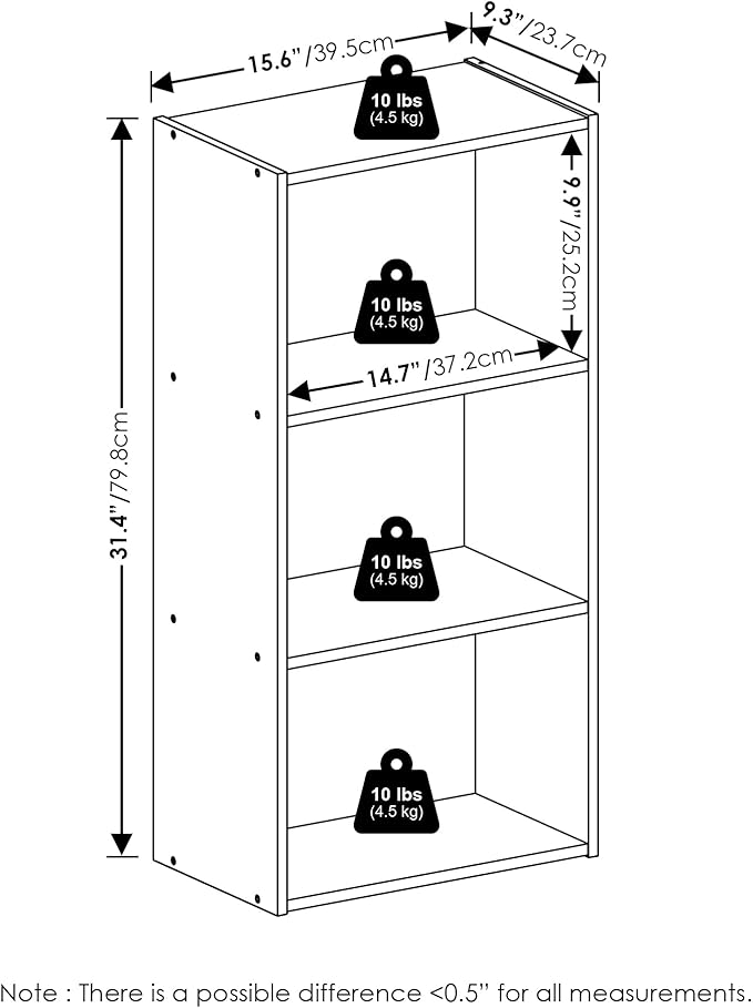 Furinno Luder 3-Tier Open Shelf Bookcase, Amber Pine - Image 3