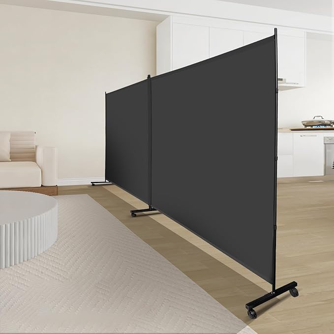 MAYOLIAH Indoor Room Divider 2 Large Panels on Wheels, 142”W x 75”H Rolling - Image 5
