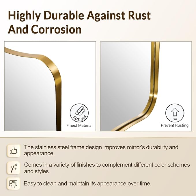 Gold Bathroom Mirror, Irregular Wall Mirror - Image 7