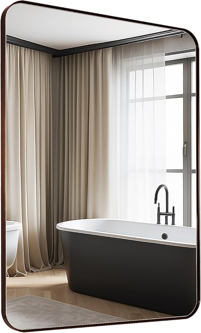 24x36 Inch Brushed Bronze Bathroom Mirror - Image 7