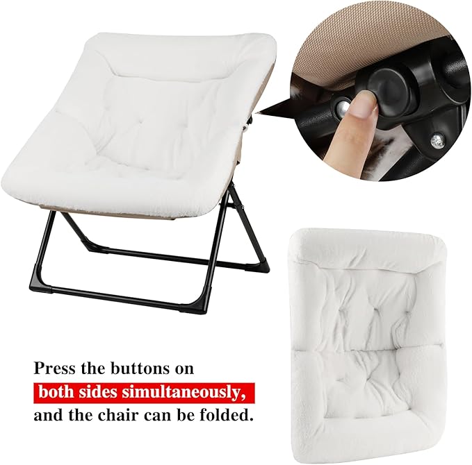 Comfy Saucer Chair for Adults, Soft Faux Fur Bedroom Chair - Image 9