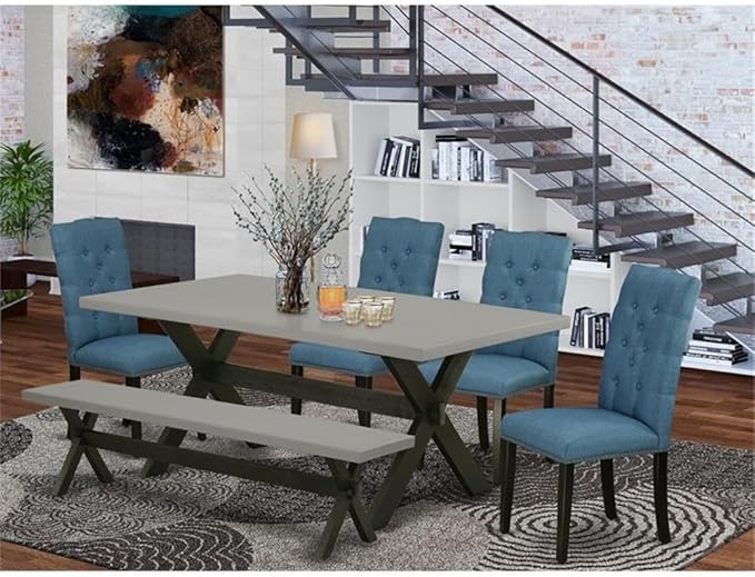 East West Furniture X697EL121-6 6 Piece Dining Set Contains a Rectangle Dining - Image 2