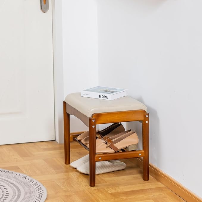 latifolia Small Shoe Bench, Solid Wood Bench - Image 5