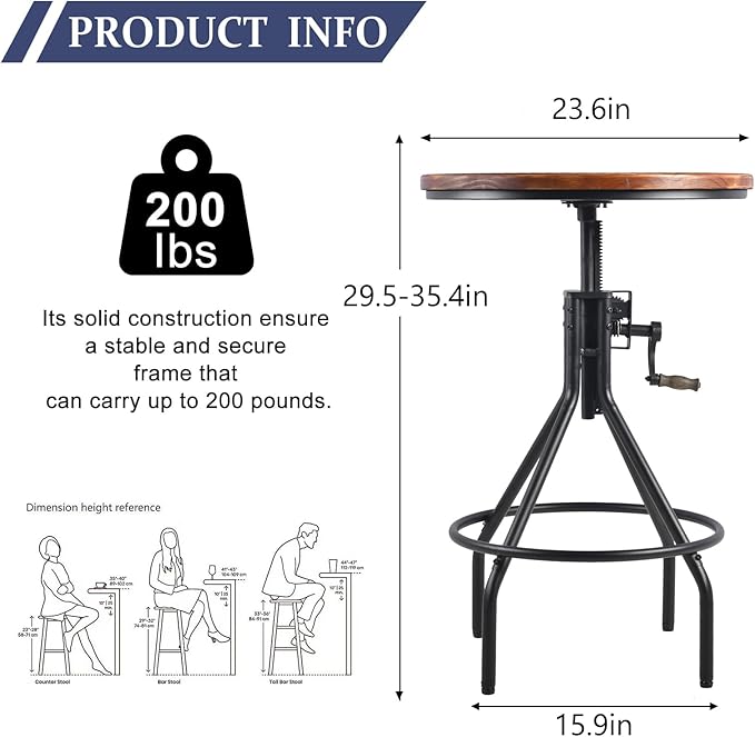 Diwhy Industrial Design Bar Table Height Adjustable - Image 3