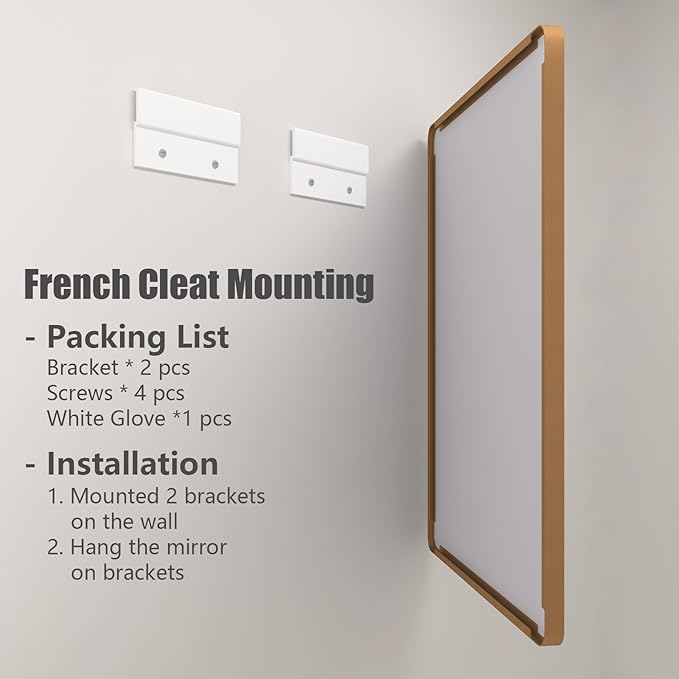 55x30 Gold Bathroom Mirror, Brushed Metal Frame Gold Vanity Mirror, Large - Image 6