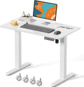 JOY worker Small Glass Standing Desk, Mobile White Sit to Stand Workstation by JOYworker