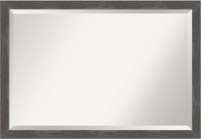 Amanti Art Grey Wall Mirror 27x39 Woodridge Rustic Grey Rectangle Bathroom by AmantiArt