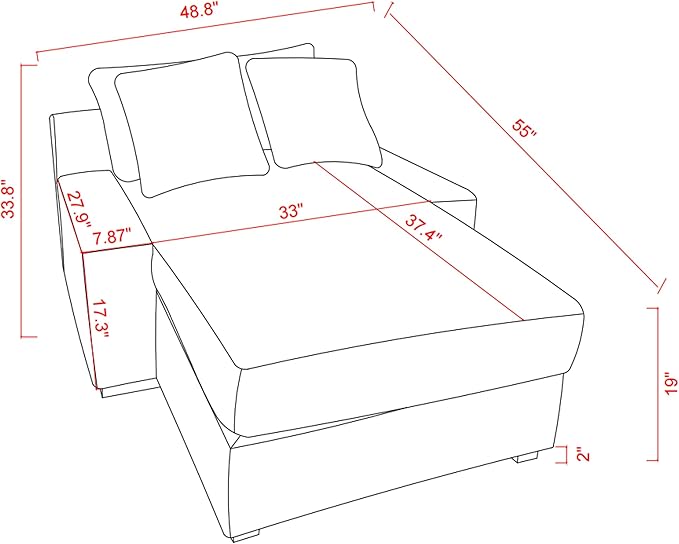 48.8" W Oversized Chaise Daybed Lounge Sleeper Chair Bed - Image 2