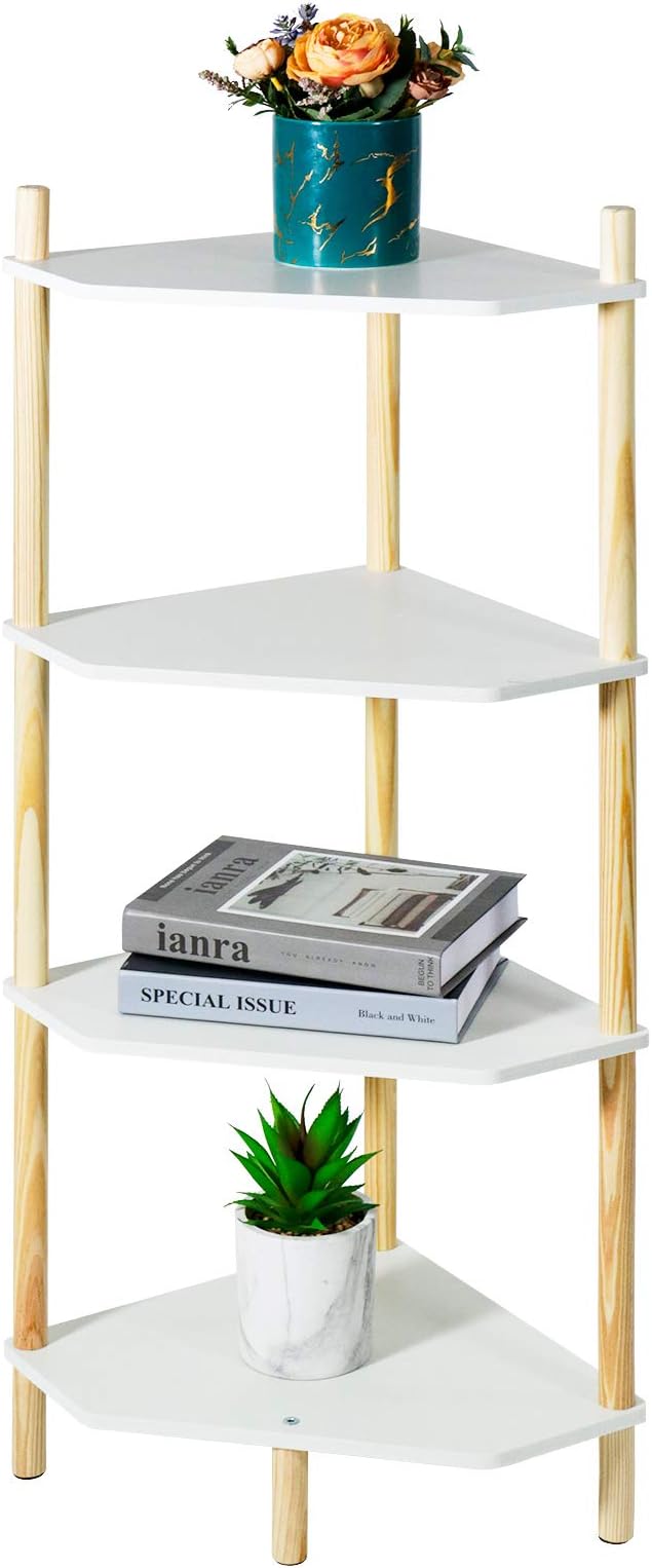 LITA Modern Wood Side Table, Triangular Accent End Table Plant Night Stand by LITA