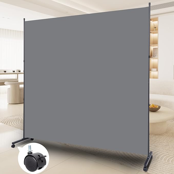 Room Divider Single Panel Privacy Screen W/Wheels, Upgrade Fabric Wall Divider by HOMSCREENER
