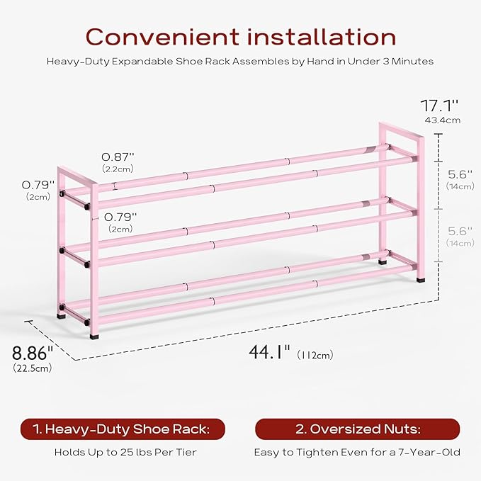 Bumusty 3-Tier Long Expandable Shoe Rack - Image 3