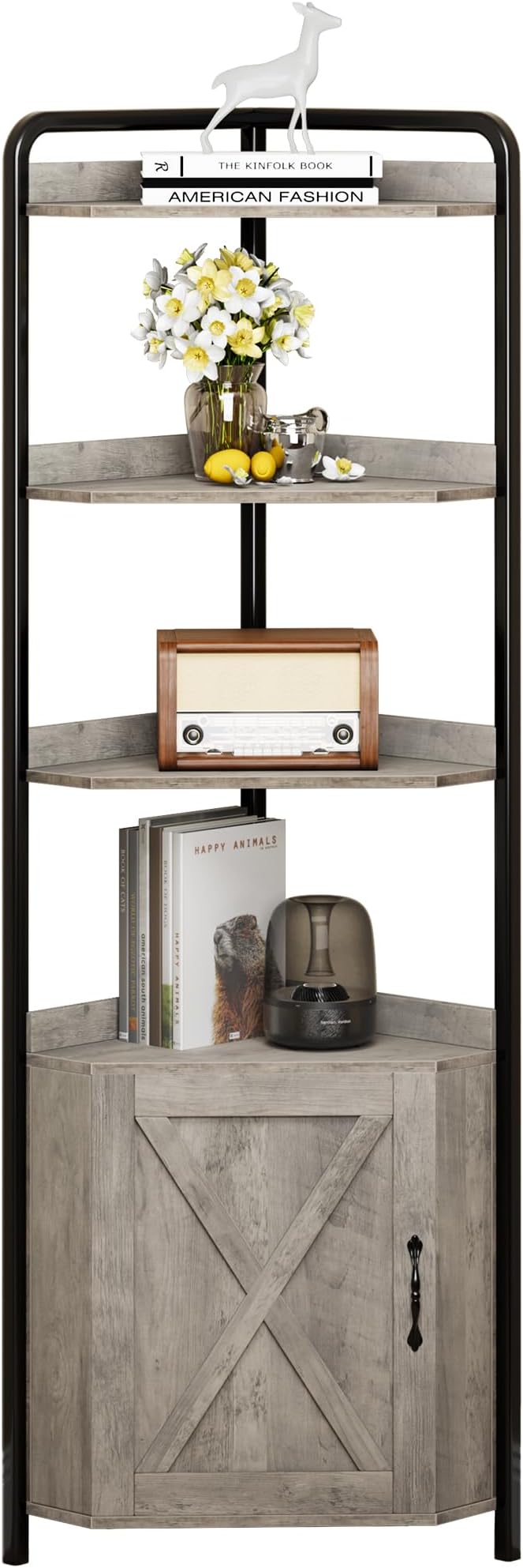 IDEALHOUSE 70.9 Inch Corner Cabinet 5-Tier Tall Corner Cabinet Farmhouse - Image 3