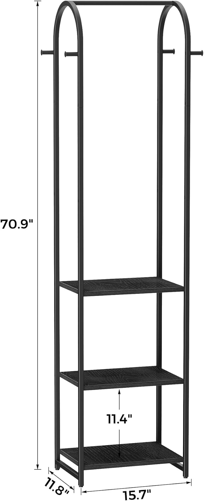 Garment Rack, Coat Rack With 3 Shelves and 4 Hooks, Hanging Rod - Image 4