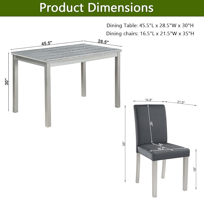 KEIKI 5-Piece Standard Height Dining Table Set - Image 3